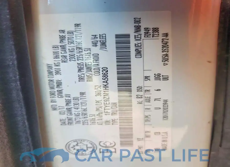 1FTYE9ZM1HKA58620# 13