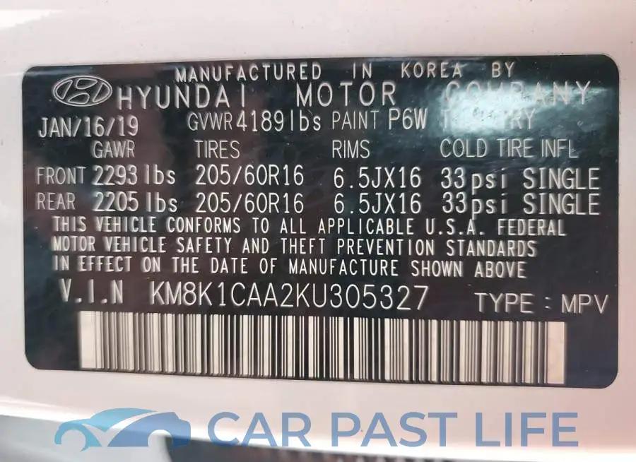 KM8K1CAA2KU305327# 14