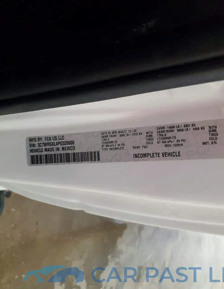 3C7WRSAL4PG526600# 12