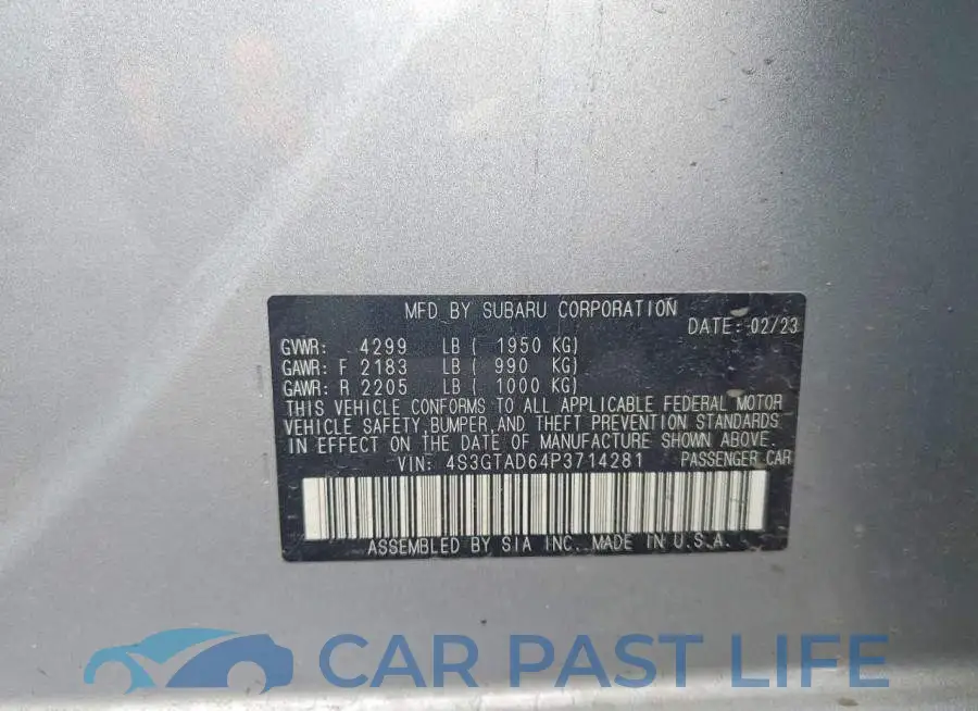 4S3GTAD64P3714281# 12