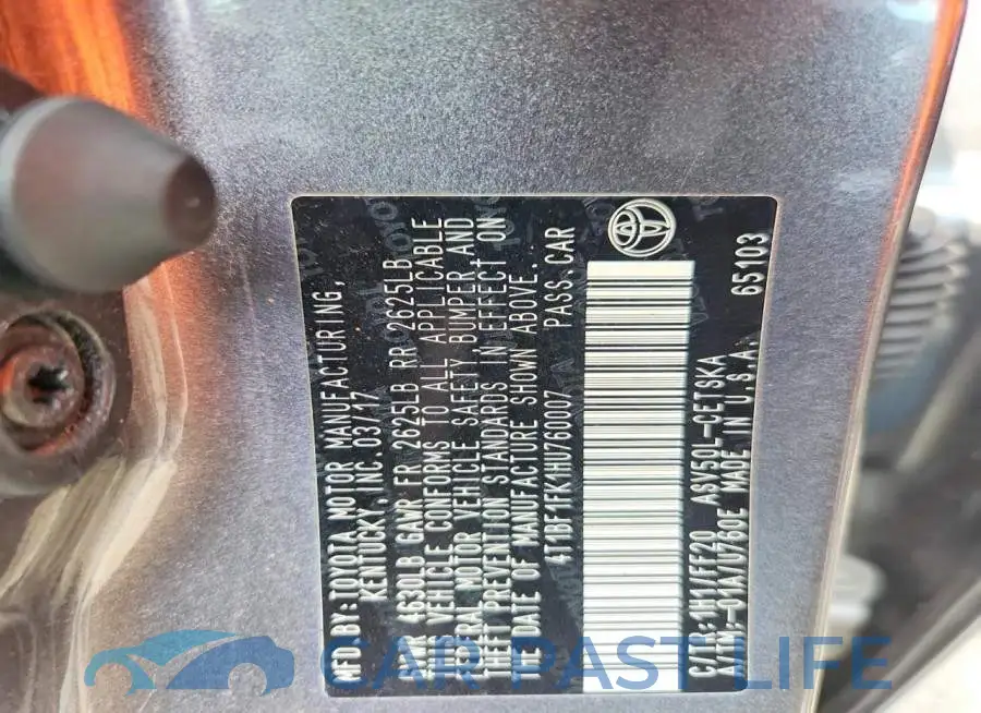 4T1BF1FK1HU760007# 12