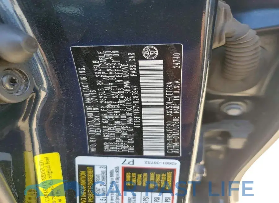 4T1BF1FK7HU285947# 12