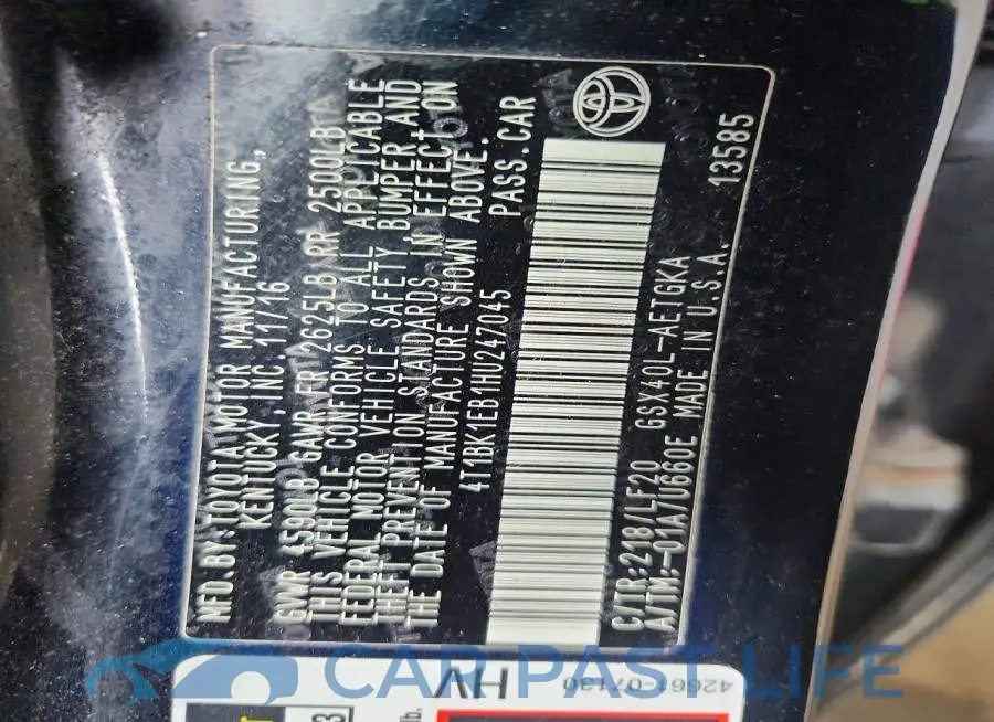 4T1BK1EB1HU247045# 12
