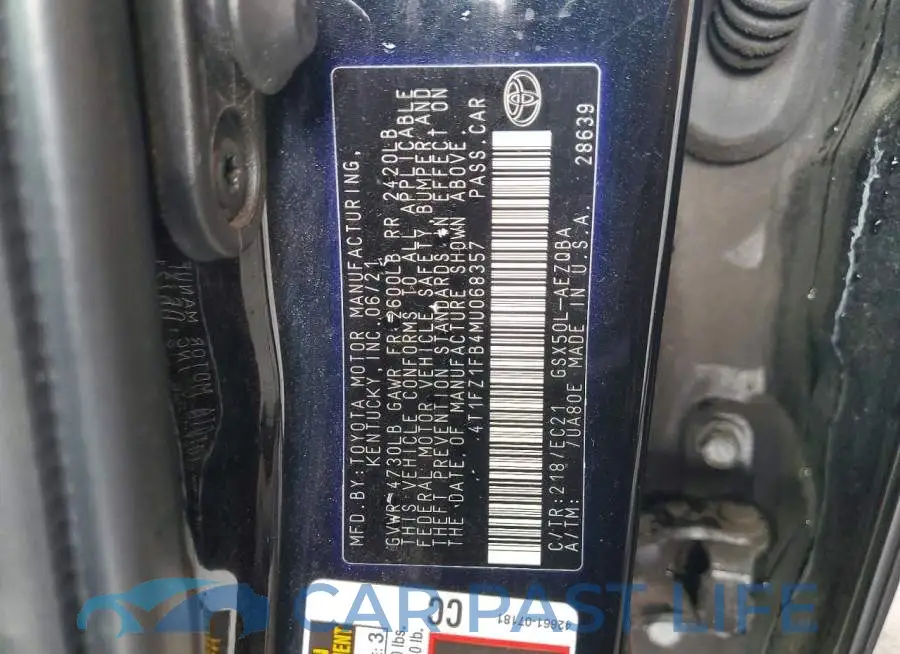 4T1FZ1FB4MU068357# 12
