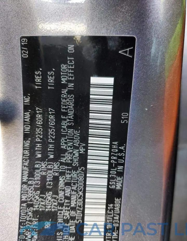5TDYZ3DC5KS008075# 13