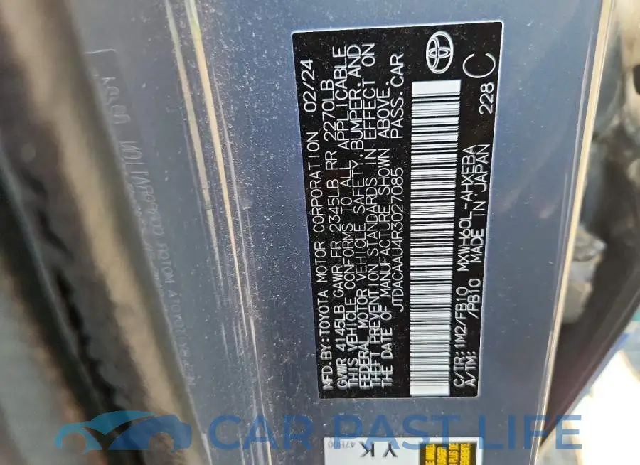 JTDACAAU4R3027085# 12