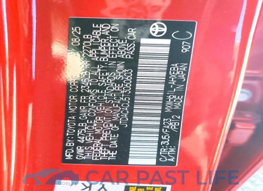 JTDACACU5T3060603# 13