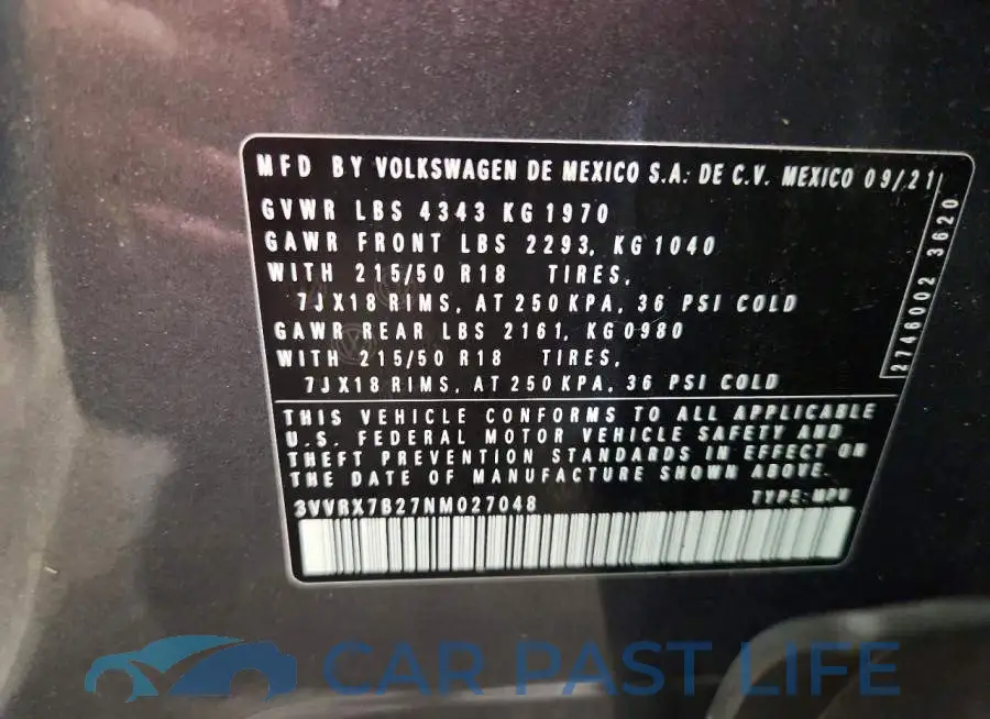 3VVRX7B27NM027048# 13