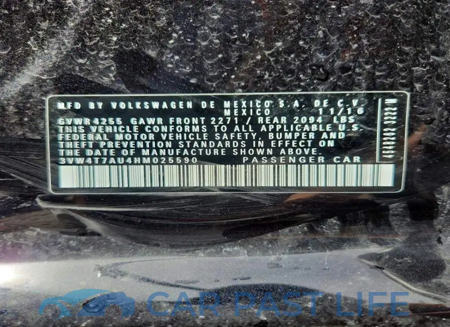 3VW4T7AU4HM025590# 12
