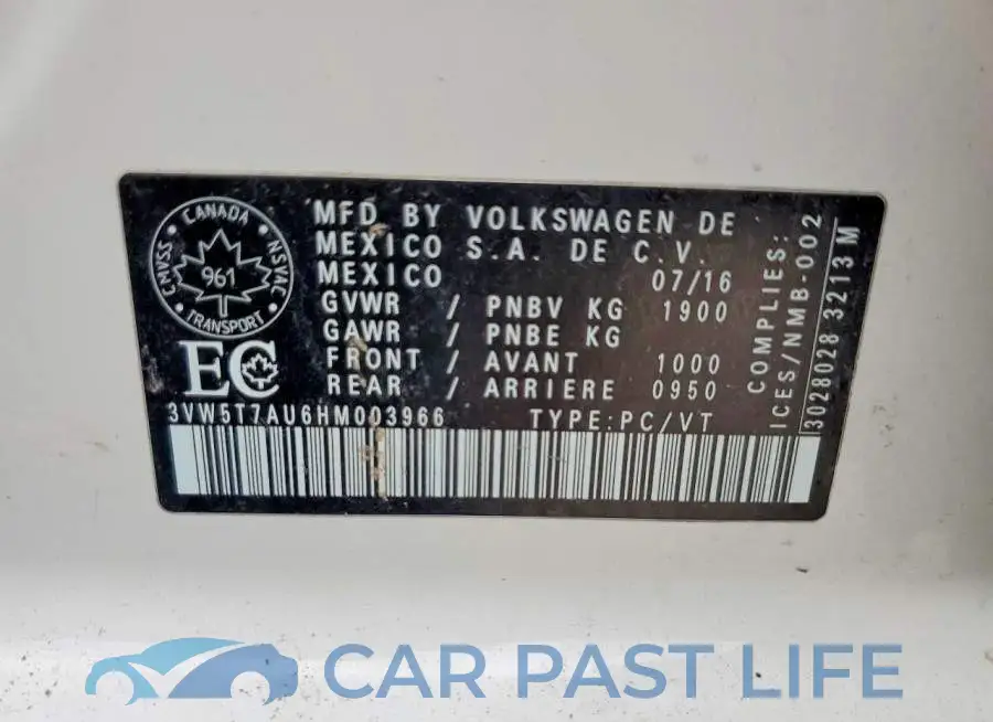 3VW5T7AU6HM003966# 13