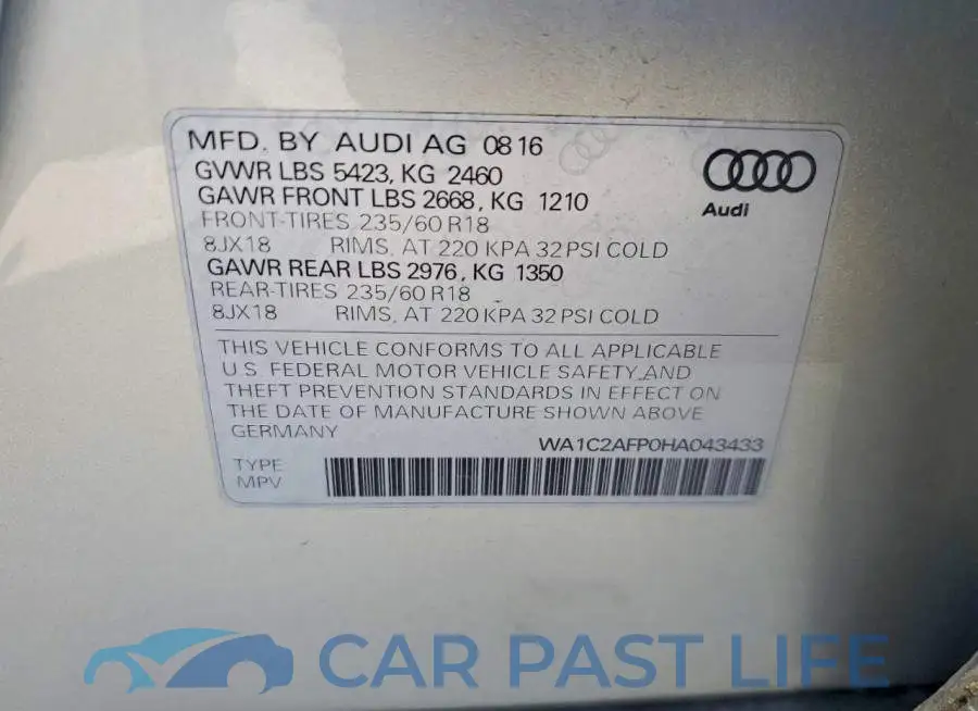 WA1C2AFP0HA043433# 12