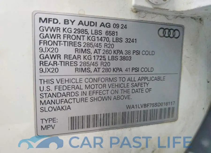 WA1LVBF75SD016117# 13