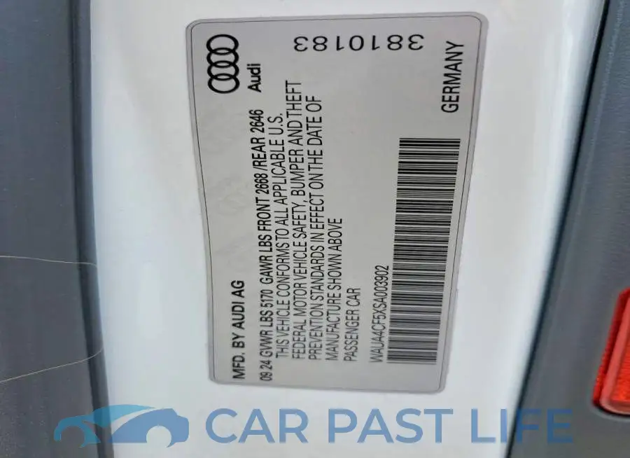 WAUA4CF5XSA003902# 12