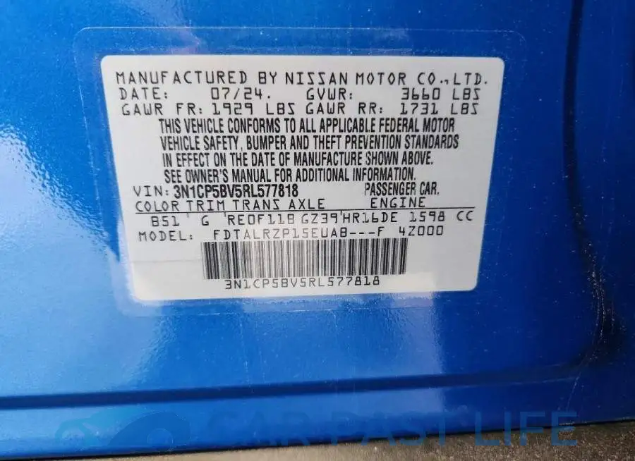 3N1CP5BV5RL577818# 12