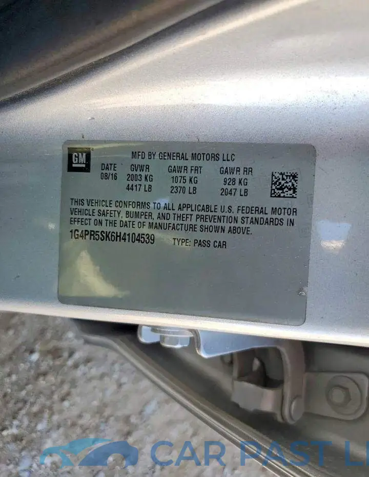 1G4PR5SK6H4104539# 12