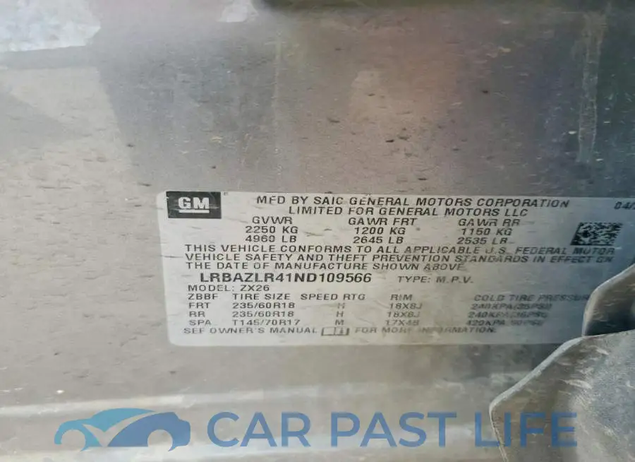 LRBAZLR41ND109566# 13