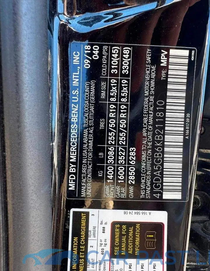 4JGDA5GB6KB211810# 10