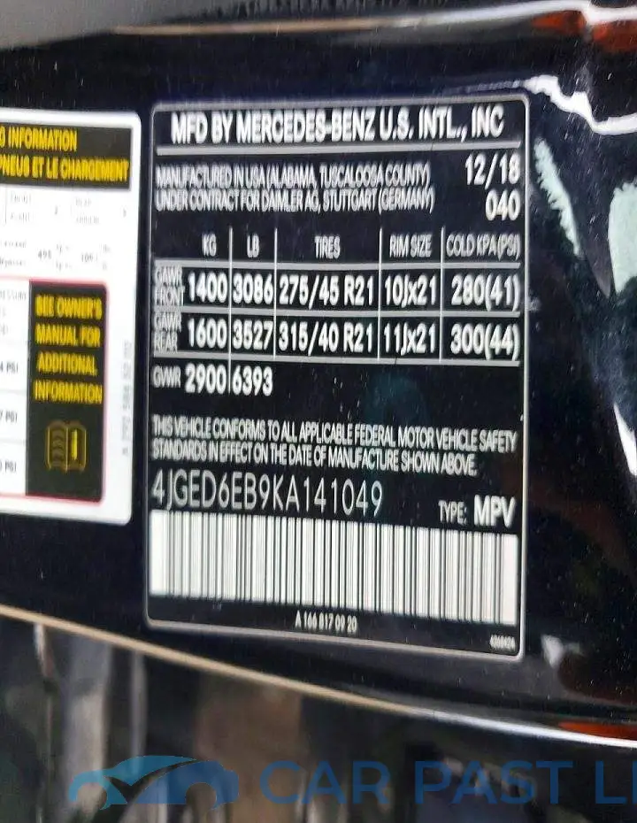 4JGED6EB9KA141049# 13
