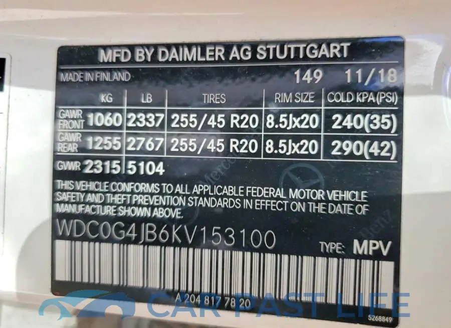WDC0G4JB6KV153100# 13