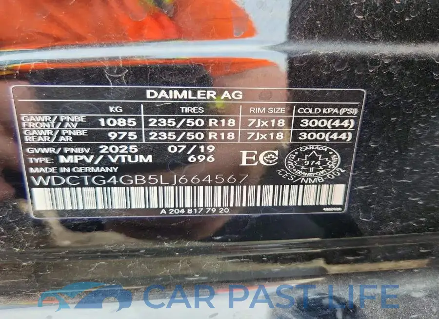 WDCTG4GB5LJ664567# 13