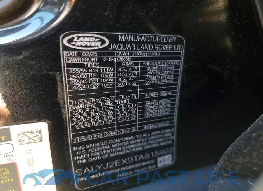 SALYJ2EX9TA815922# 14
