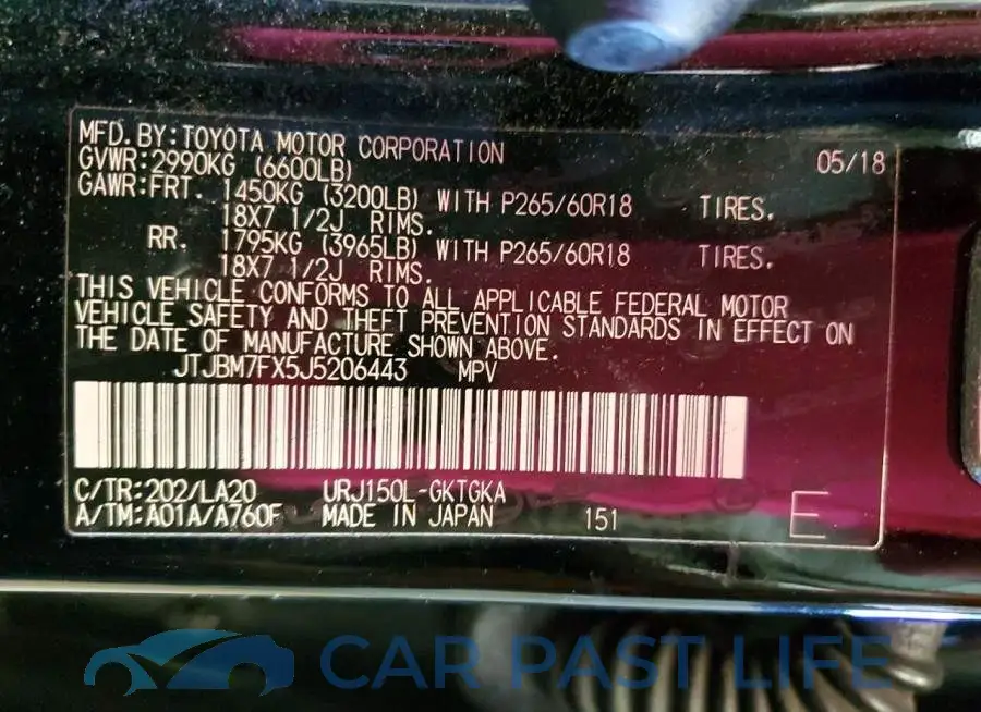 JTJBM7FX5J5206443# 13