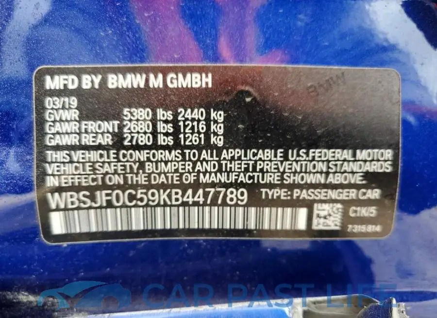 WBSJF0C59KB447789# 13