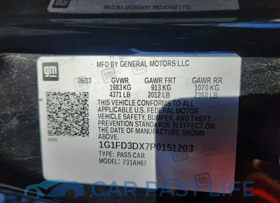 1G1FD3DX7P0151203# 12