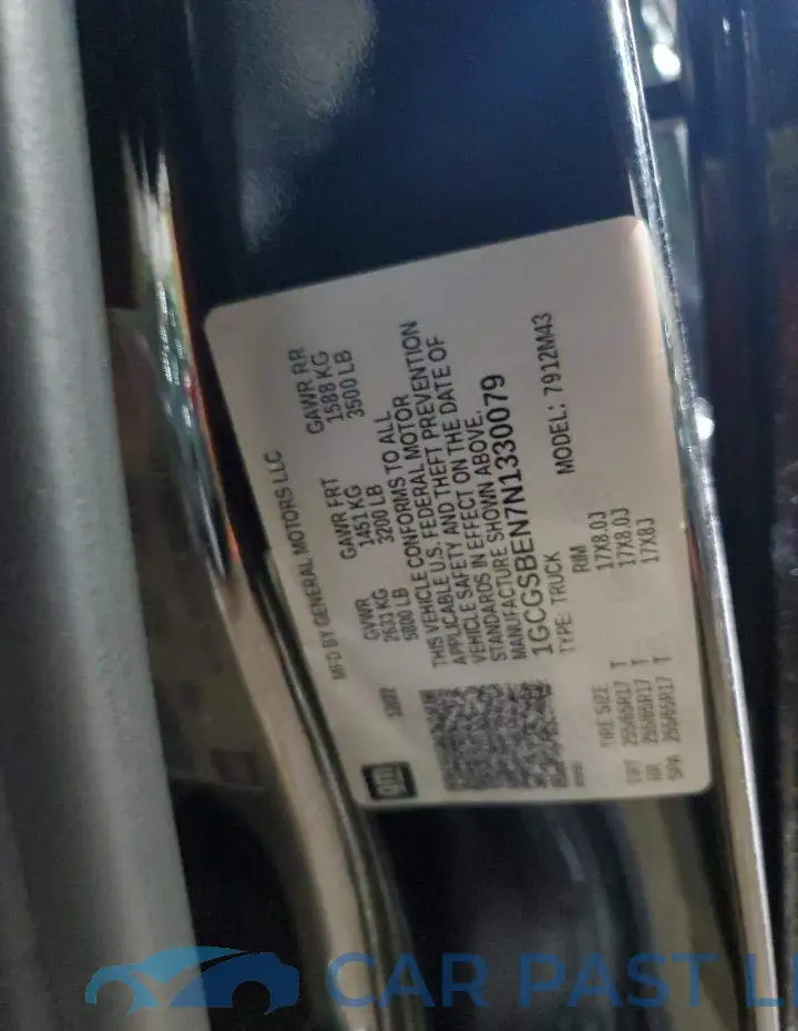 1GCGSBEN7N1330079# 12