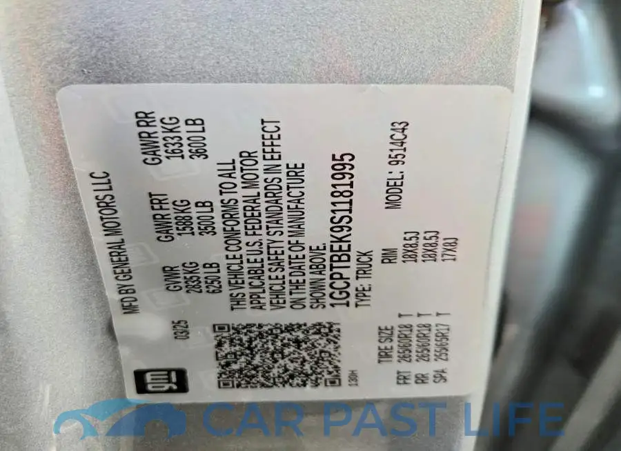 1GCPTBEK9S1181995# 13