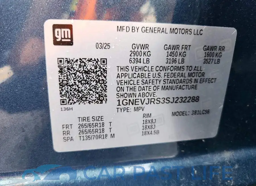 1GNEVJRS3SJ232288# 13