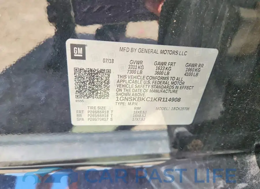 1GNSKBKC1KR114908# 12