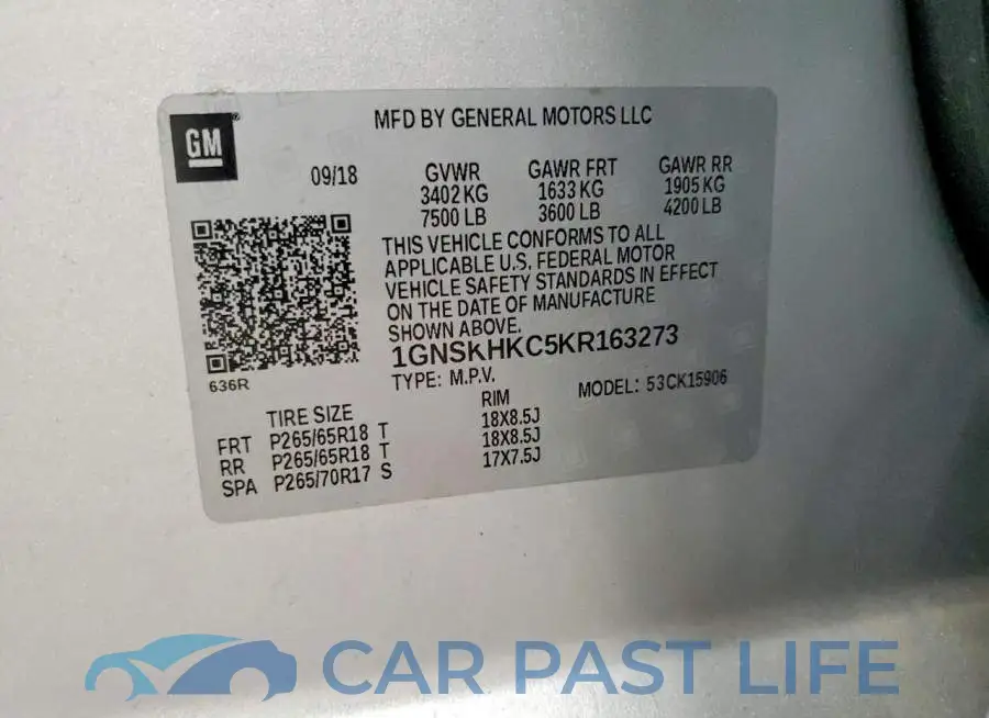 1GNSKHKC5KR163273# 13