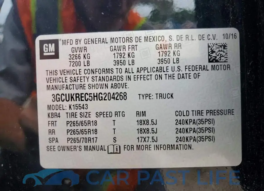 3GCUKREC5HG204268# 12