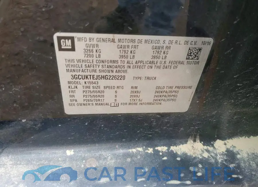 3GCUKTEJ5HG226220# 12