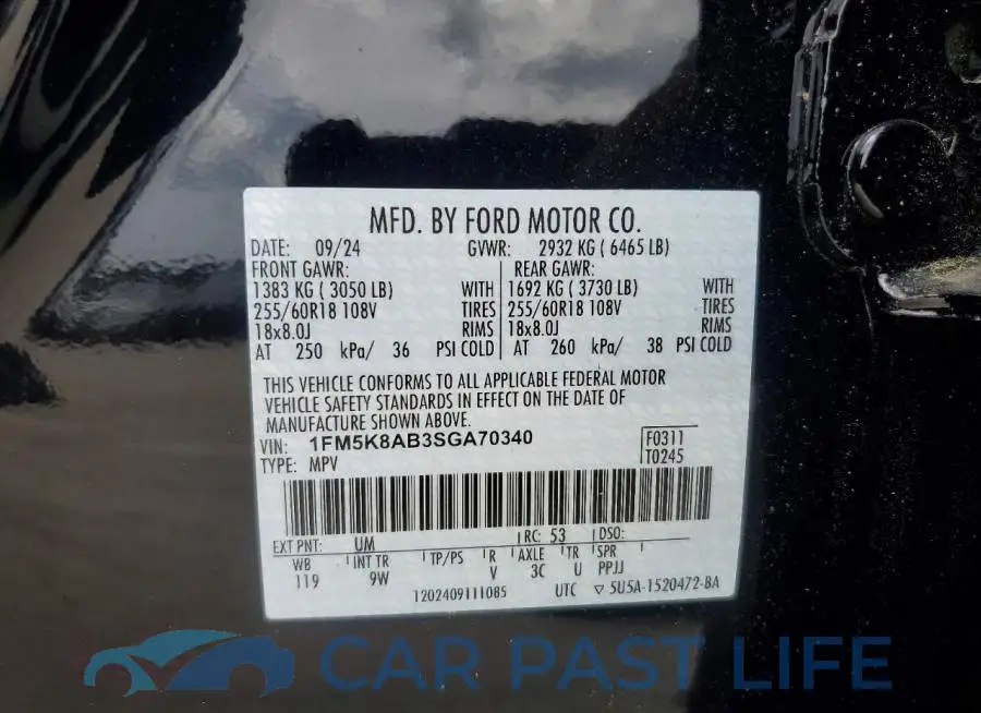 1FM5K8AB3SGA70340# 14