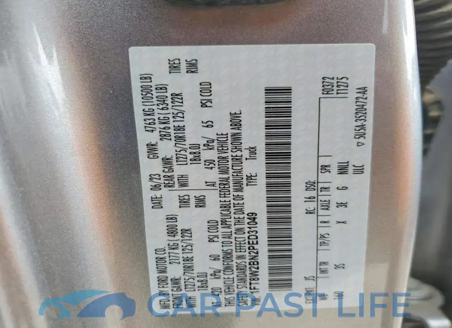 1FT8W2BN2PED31049# 12