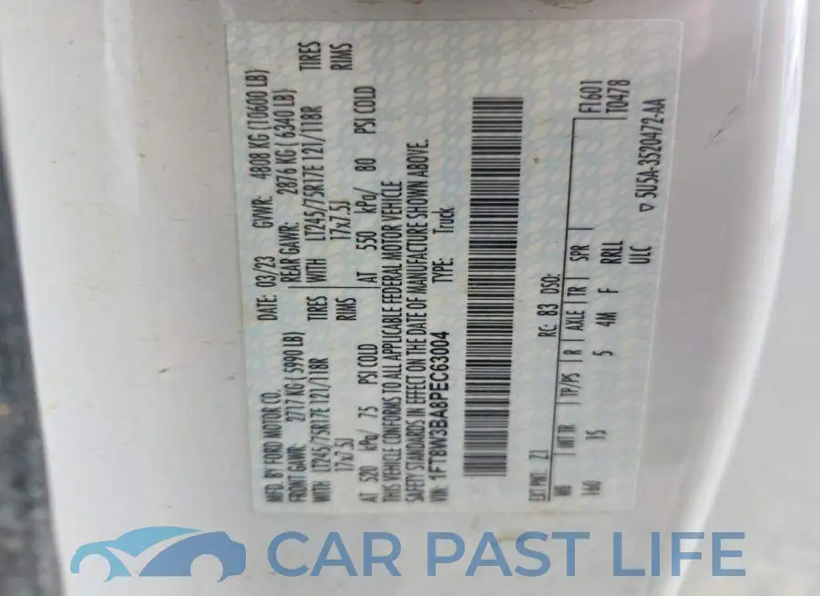 1FT8W3BA8PEC63004# 12