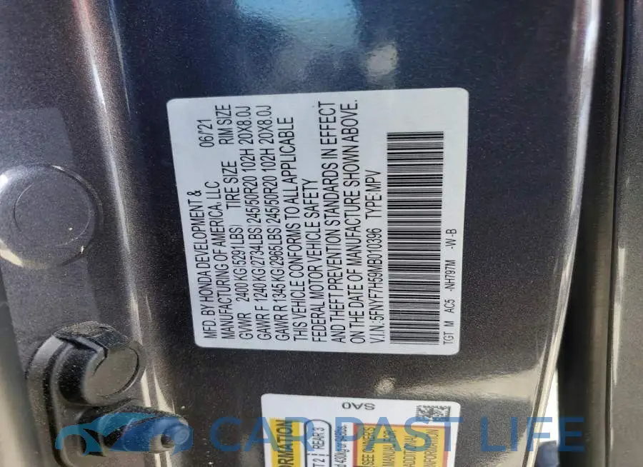 5FNYF7H59MB010396# 13