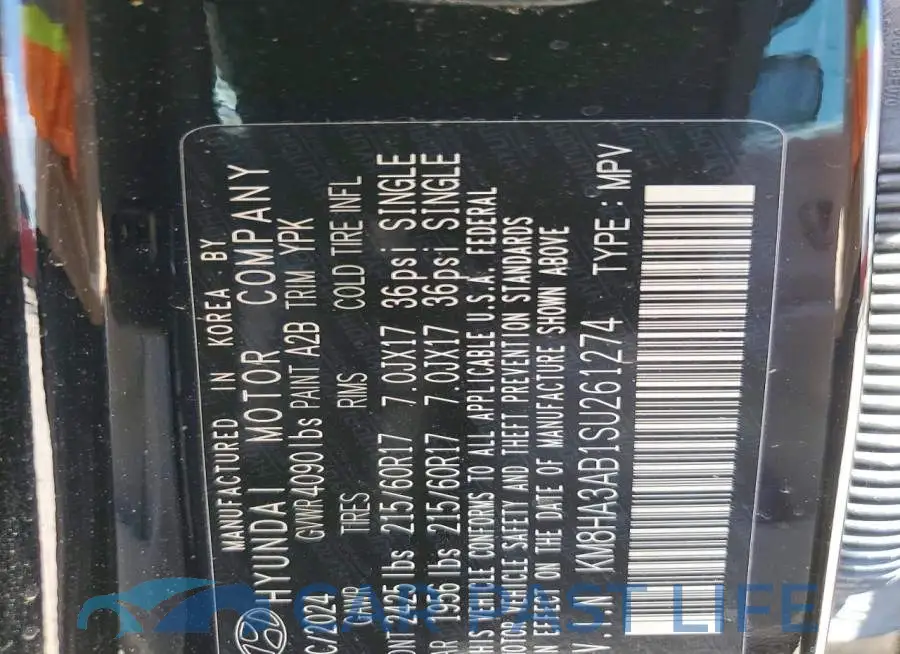 KM8HA3AB1SU261274# 13