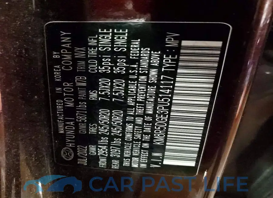 KM8R5DGE3PU514117# 14