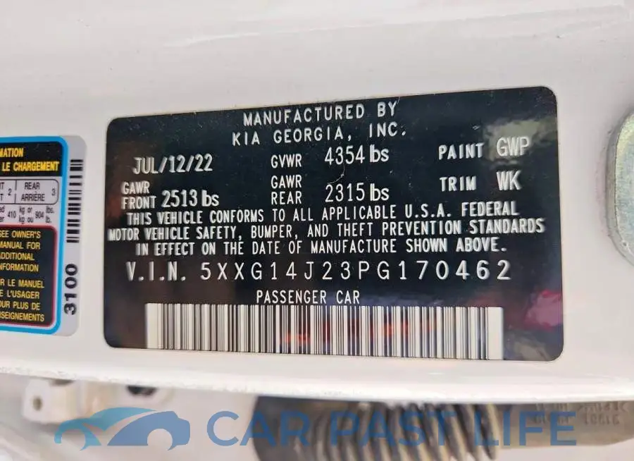 5XXG14J23PG170462# 12