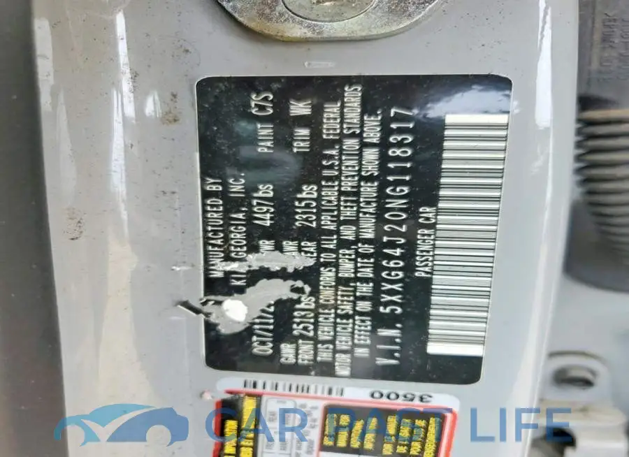 5XXG64J20NG118317# 12