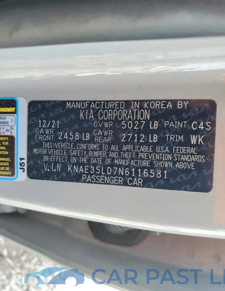 KNAE35LD7N6116581# 12
