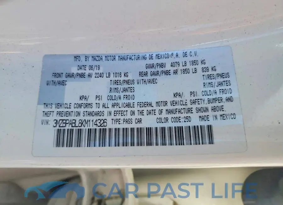 3MZBPABL8KM114326# 12