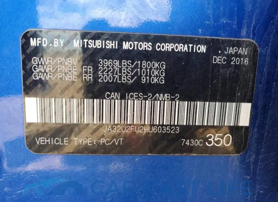 JA32U2FU2HU603523# 12