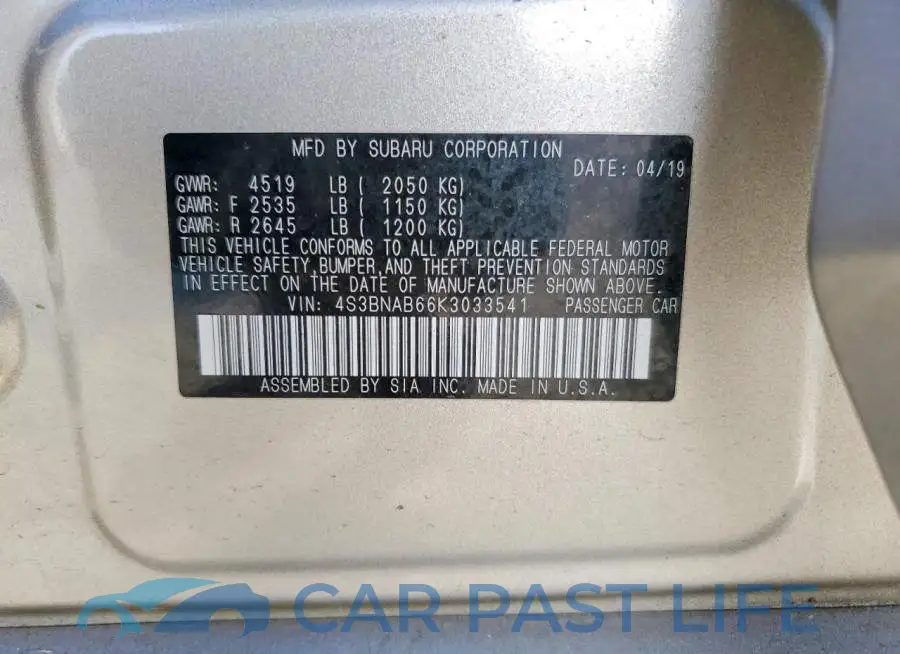 4S3BNAB66K3033541# 12