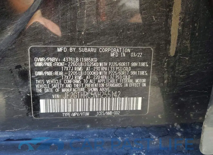 JF2GTHRC5NH255142# 13