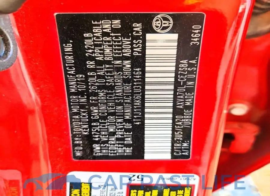 4T1J11AK6LU311464# 12