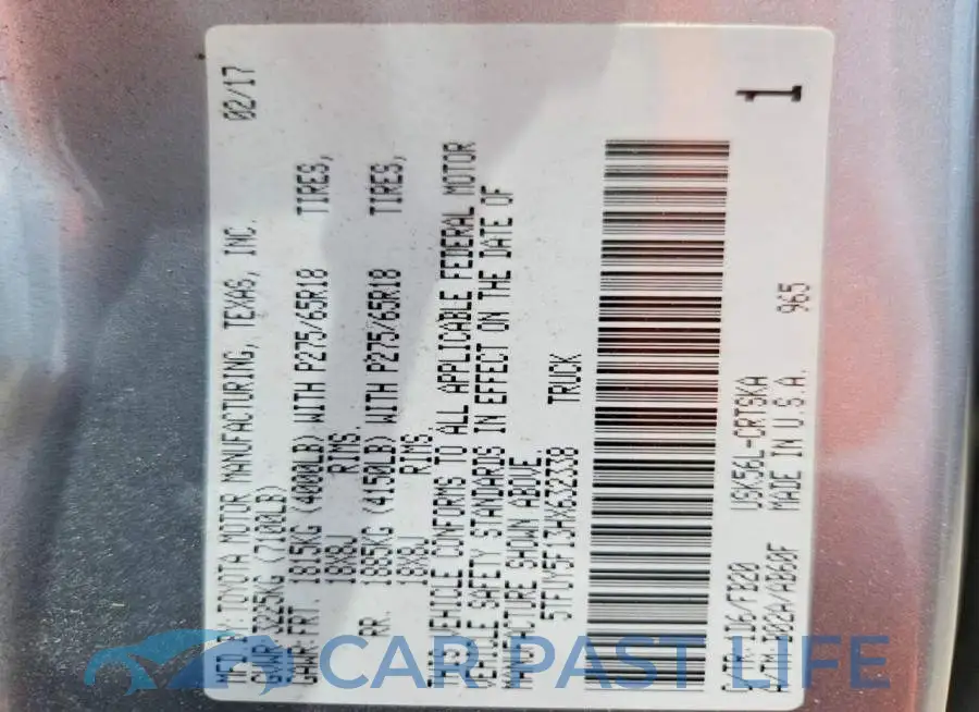 5TFUY5F13HX632338# 12